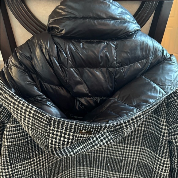 Herno Women’s Button Zip Front Glen Plaid Down Quilted Jacket Black White IT 46 - Picture 11 of 16